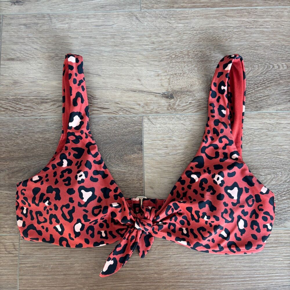 Hollister Red Leopard Print Bikini Top